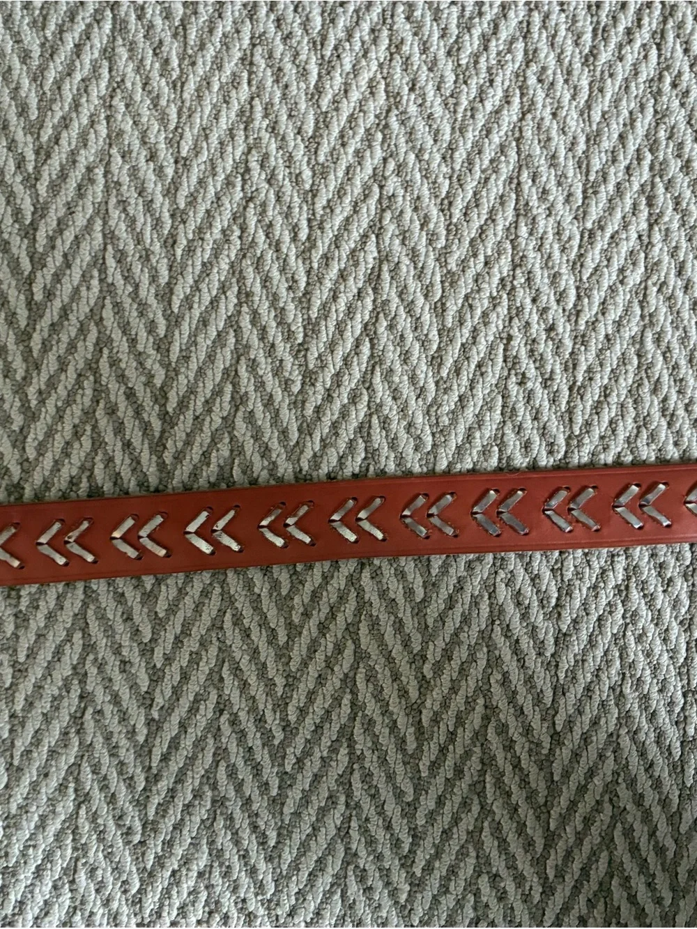 Linea Pelle Rust Leather Belt with Geometric Buckle